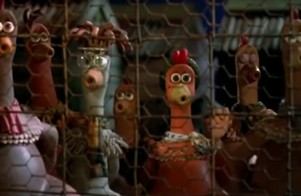 Een scéne met kippen uit de film Chicken Run uit het jaar 2000. 